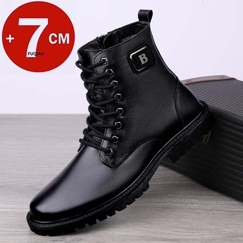 Men Shoes Boss - Men's Genuine Leather Elevator Boots Winter