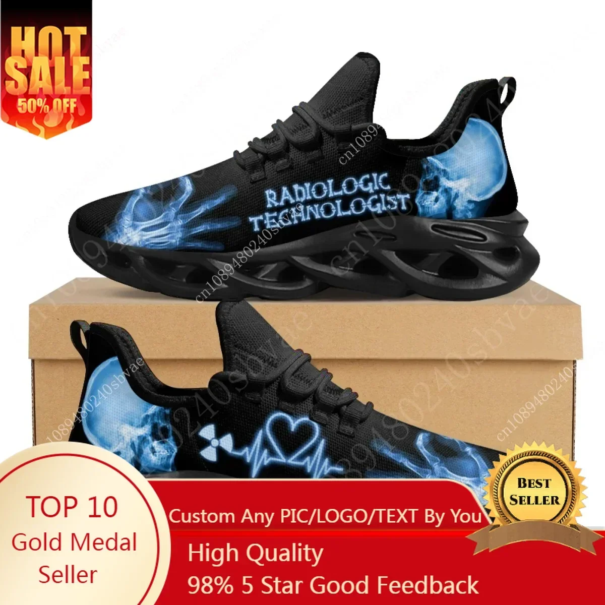 Men'S Shoes No Laces - Radiologic Technologist Sneakers Men Wome Skeleton