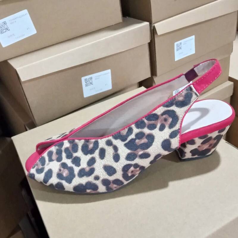 Leopard Print Peep Toe Slingba - Men Shoes Style 评论和价格