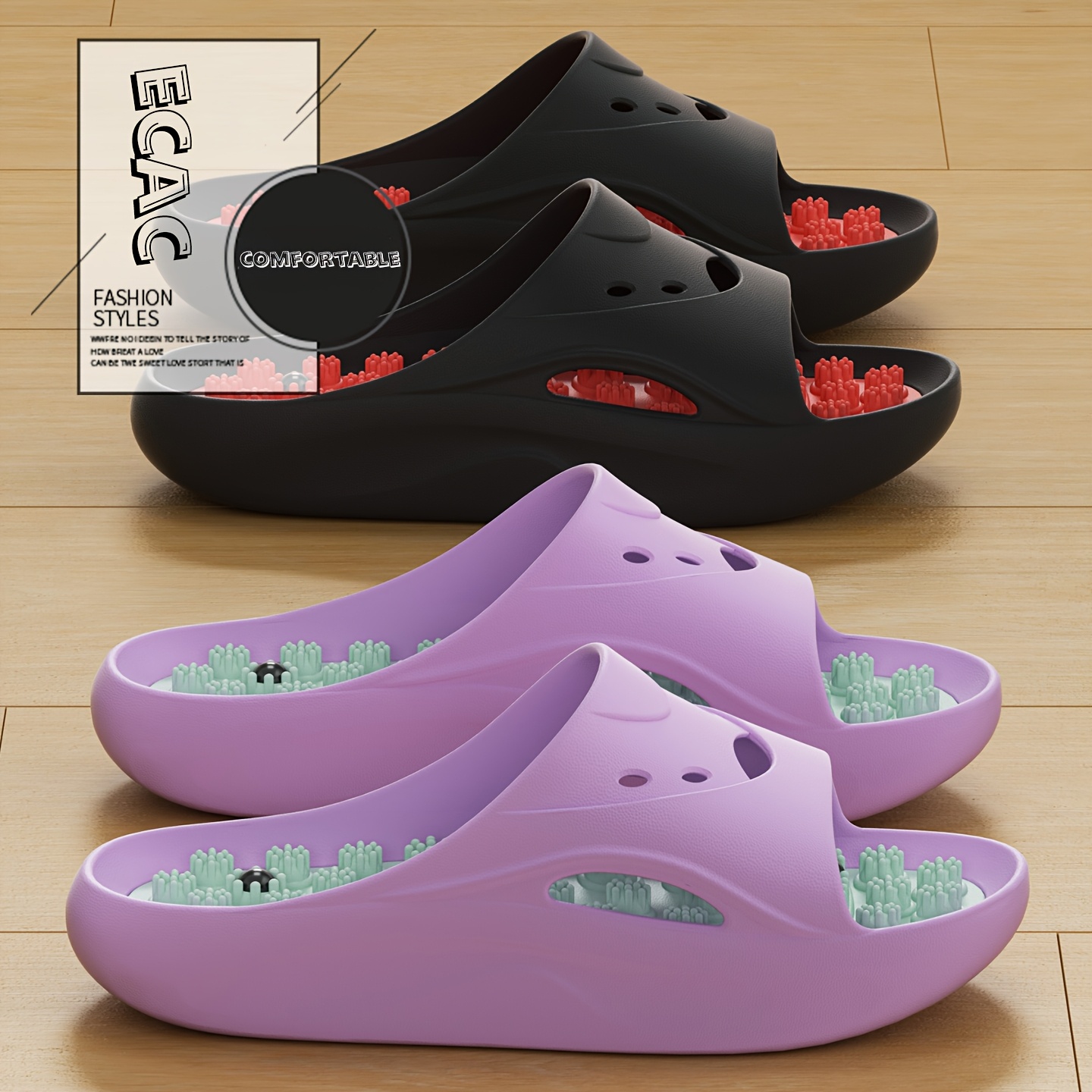 Women Men EVA Massage Slippers - Men Shoes Size To Women 评论和价格