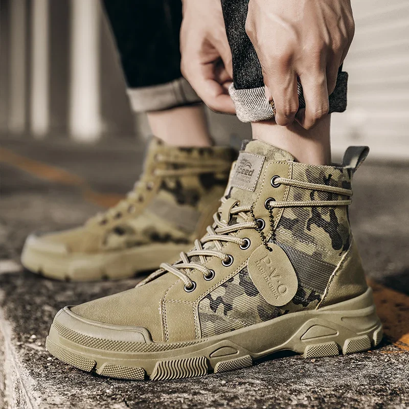 High-Top Boots for Men Autumn  - Men'S Shoes No Laces 评论和价格