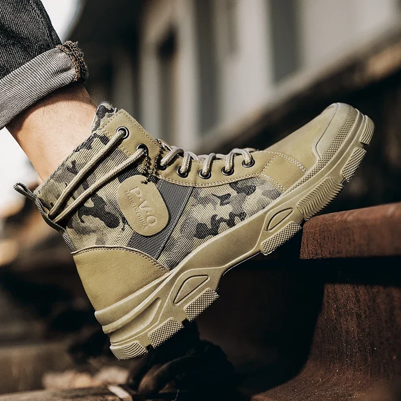 High-Top Boots for Men Autumn  - Men'S Shoes No Laces 评论和价格